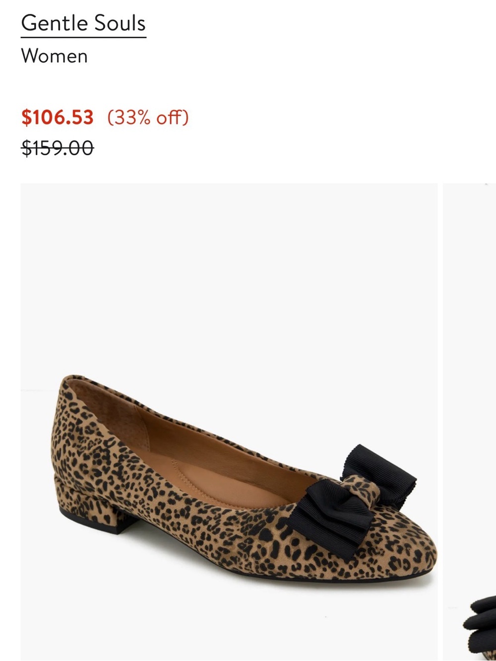 gentle souls Leopard Print Ballet Flat with Black Bow